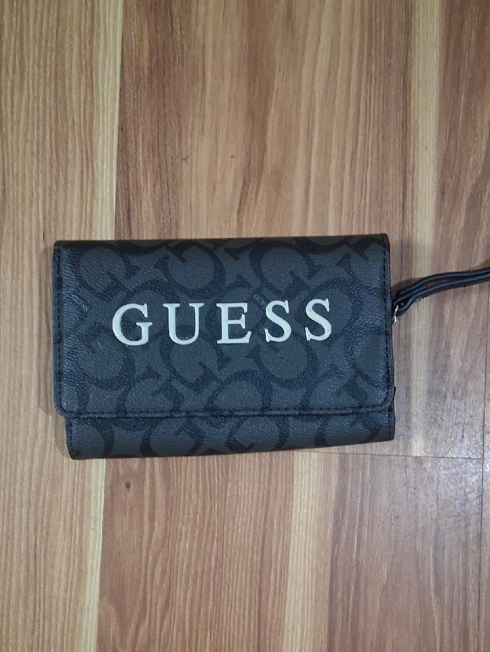 Guess Black Logo Wristlet Wallet